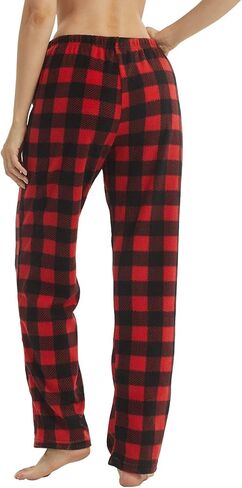 Womens Christmas Pajama Pants Fleece Plaid Pj Bottoms Soft Comfy Lounge Sleepwear Fluffy Drawstring Fuzzy Pants in Kuwait