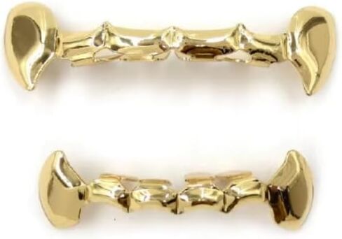 18K gold grills for teeth Gold Grillz for Top & bottom Teeth grillz,grillz your teeth Hip Hop Mouth Grills,Diamond shinny, 18K Solid Gold Plated Grillz, Mouth Grillz, Males & Females in Saudi Arabia