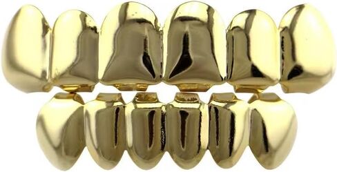 18K gold grills for teeth Gold Grillz for Top & bottom Teeth grillz,grillz your teeth Hip Hop Mouth Grills,Diamond shinny, 18K Solid Gold Plated Grillz, Mouth Grillz, Males & Females in Saudi Arabia