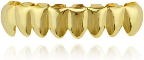 18K gold grills for teeth Gold Grillz for Top & bottom Teeth grillz,grillz your teeth Hip Hop Mouth Grills,Diamond shinny, 18K Solid Gold Plated Grillz, Mouth Grillz, Males & Females in Saudi Arabia