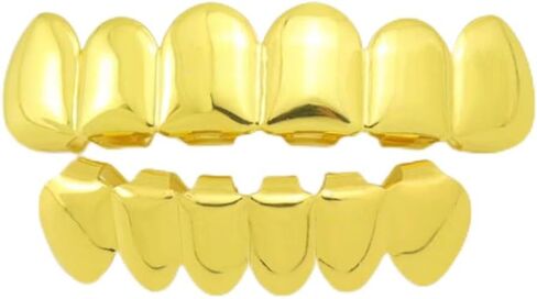 18K gold grills for teeth Gold Grillz for Top & bottom Teeth grillz,grillz your teeth Hip Hop Mouth Grills,Diamond shinny, 18K Solid Gold Plated Grillz, Mouth Grillz, Males & Females in Saudi Arabia
