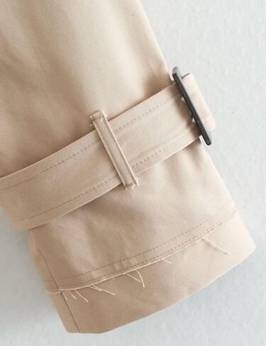 Perbai Women's Casual Lapel Double Breasted Trench Jacket Cropped Pea Coat Outwear with Belt in Kuwait