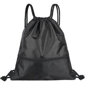 ALUSBELL Large Sports Drawstring Bag Backpack, Waterproof Draw String Bag Sackpack with Zip Pocket, Gym Drawstring Bags Swim Bag for Men Women,Orange in Kuwait