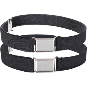 HOLD'EM children’s Elastic silver Buckle Belts Boys girls Toddler Size 2t 3t 4t 5t -2 Pack Black/Black