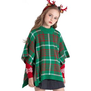 سترات للفتيات من Kid Nation 100% قطن للأطفال على شكل رأس معطف بياقة مدورة للعطلات بلوفر منقوش شال لف لمدة 5-12 سنة in Kuwait