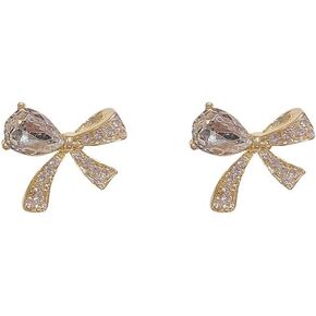 الذهب والفضة القوس الأقراط العتيقة الشريط Bowknot أقراط المجوهرات هدية للنساء