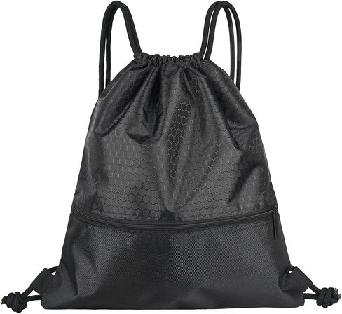 ALUSBELL Large Sports Drawstring Bag Backpack, Waterproof Draw String Bag Sackpack with Zip Pocket, Gym Drawstring Bags Swim Bag for Men Women,Orange in Kuwait