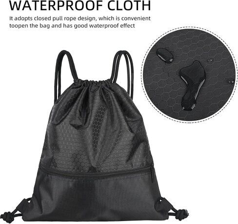 ALUSBELL Large Sports Drawstring Bag Backpack, Waterproof Draw String Bag Sackpack with Zip Pocket, Gym Drawstring Bags Swim Bag for Men Women,Orange in Kuwait