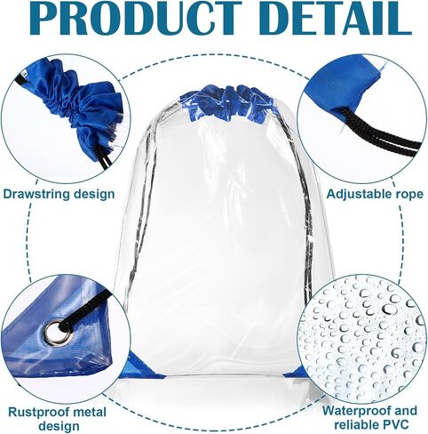 Silkfly 50 Pcs Clear Drawstring Backpacks Bulk Stadium Approved Bags for Men Women Gym Sport Colleges Event Security(Black) in Saudi Arabia