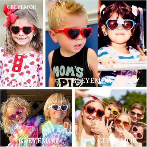 نظارات شمسية مستقطبة على شكل قلب من Gleyemor Kids للفتيات الصغيرات من عمر 3 إلى 8 سنوات in Kuwait