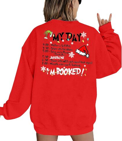 VILOVE Merry Christmas Sweatshirt Women Christmas My Day I'M Booked Hoodies Xmas Long Sleeve Sweater Blouse Top in Saudi Arabia