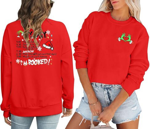 VILOVE Merry Christmas Sweatshirt Women Christmas My Day I'M Booked Hoodies Xmas Long Sleeve Sweater Blouse Top in Saudi Arabia