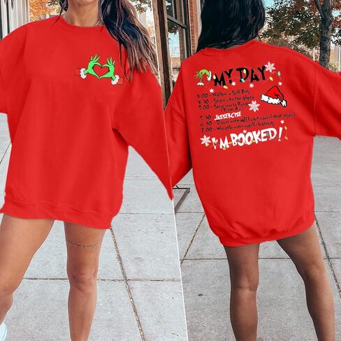 VILOVE Merry Christmas Sweatshirt Women Christmas My Day I'M Booked Hoodies Xmas Long Sleeve Sweater Blouse Top in Saudi Arabia