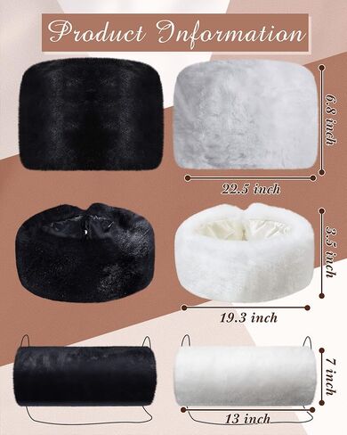 6 Pcs Winter Faux Fur Warm Set Including Fur Hat Neck Warmer and Hand Muffs Set Russian Style Headband Winter Fuzzy Headband Scarf and Hand Muffs for Women, White and Black, Black and White, One size in Kuwait