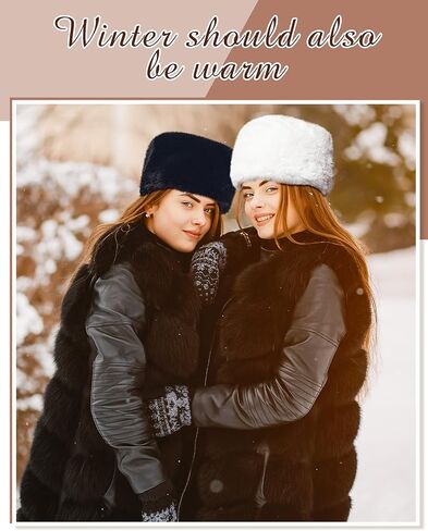 6 Pcs Winter Faux Fur Warm Set Including Fur Hat Neck Warmer and Hand Muffs Set Russian Style Headband Winter Fuzzy Headband Scarf and Hand Muffs for Women, White and Black, Black and White, One size in Kuwait