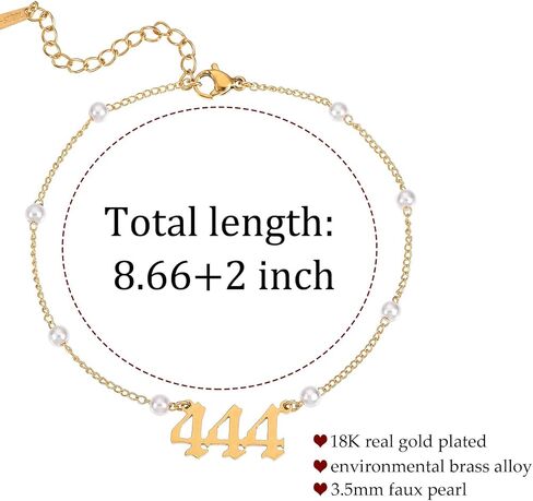 TGOLM Dainty Angel Number سوار الكاحل خلخال مطرز باللؤلؤ الصناعي للنساء مجوهرات للقدم على الشاطئ in Saudi Arabia