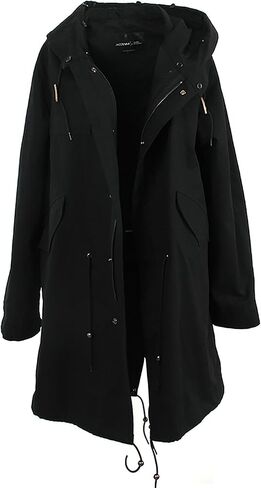 S.ROMZA سترة نسائية بغطاء للرأس، بطانة دافئة من الفرو الصناعي، معطف شتوي سميك طويل in Kuwait