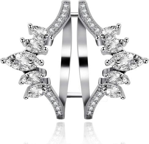 Uloveido Women Marquise Cut AAA White Cubic Zirconia Double Wedding Band Ring Guard Enhancer Engagement Y445 in Saudi Arabia
