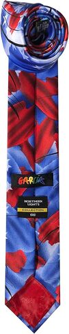 Jerry Garcia Men's USA Patriotic 4th of July Flag Red White Blue Stars Northern Lights Artwork Regular Length Neck Tie, Regular - 58 inch in Saudi Arabia