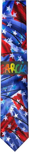 Jerry Garcia Men's USA Patriotic 4th of July Flag Red White Blue Stars Northern Lights Artwork Regular Length Neck Tie, Regular - 58 inch in Saudi Arabia