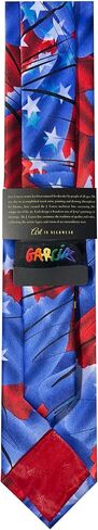 Jerry Garcia Men's USA Patriotic 4th of July Flag Red White Blue Stars Northern Lights Artwork Regular Length Neck Tie, Regular - 58 inch in Saudi Arabia