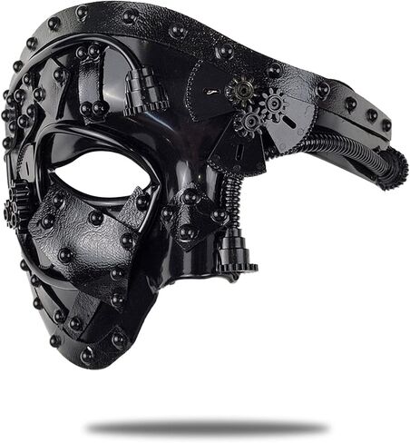 Erythem Steampunk Metal Cyborg Venetian Mask Steampunk Half Face Masquerade Mask For Halloween Costume Phantom Of The Opera in Kuwait