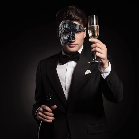 Erythem Steampunk Metal Cyborg Venetian Mask Steampunk Half Face Masquerade Mask For Halloween Costume Phantom Of The Opera in Kuwait