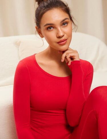 CRZ YOGA Soft Thermal Underwear Sets for Women Lightweight Long Johns Base Layer Pajamas Warm Top Bottom in Saudi Arabia