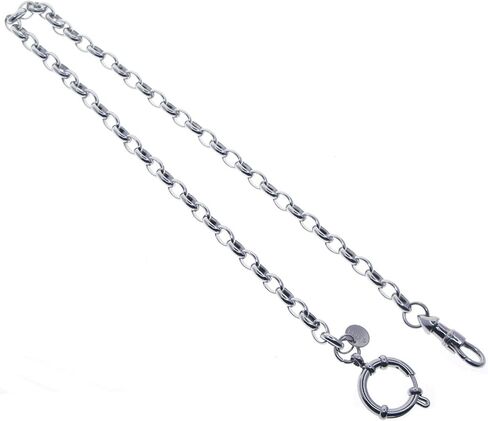 Stainless Steel Pocket Watch Chain with Steel Cable Belcher Chain, Steel Albert Swivel Clasp, Steel Spring Ring Clasp FCS76, Silver in Kuwait