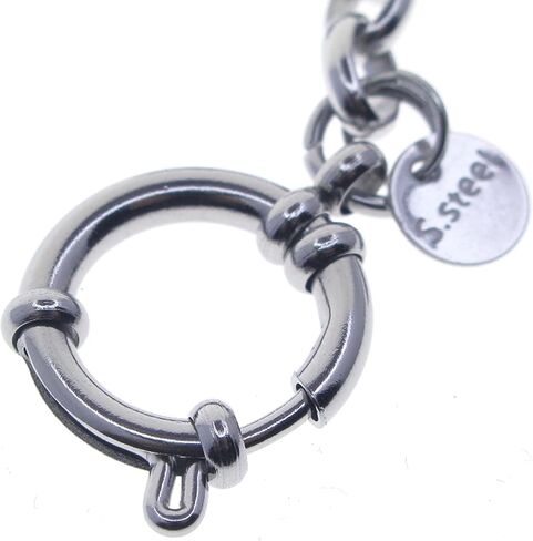 Stainless Steel Pocket Watch Chain with Steel Cable Belcher Chain, Steel Albert Swivel Clasp, Steel Spring Ring Clasp FCS76, Silver in Kuwait