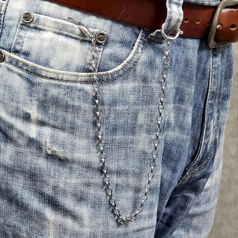 Stainless Steel Pocket Watch Chain with Steel Cable Belcher Chain, Steel Albert Swivel Clasp, Steel Spring Ring Clasp FCS76, Silver in Kuwait