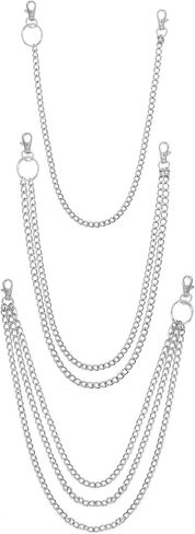 KAEVUD 3 قطع سلاسل جينز محفظة بانت سلسلة الهيب هوب محفظة فضية الخصر جيب فاسق محافظ سلاسل... in Kuwait