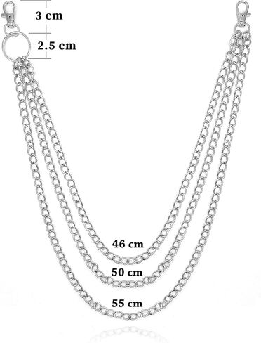 KAEVUD 3 قطع سلاسل جينز محفظة بانت سلسلة الهيب هوب محفظة فضية الخصر جيب فاسق محافظ سلاسل... in Kuwait