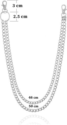 KAEVUD 3 قطع سلاسل جينز محفظة بانت سلسلة الهيب هوب محفظة فضية الخصر جيب فاسق محافظ سلاسل... in Kuwait