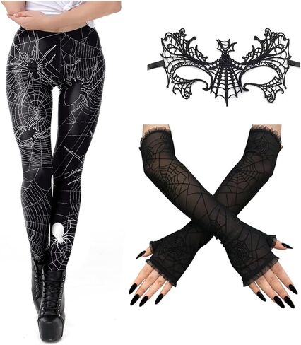 REU GLOBAL الهيكل العظمي الساحرات روبوت تأثيري طماق هالوين Oufits للنساء هالوين حزب زي الملحقات in Kuwait