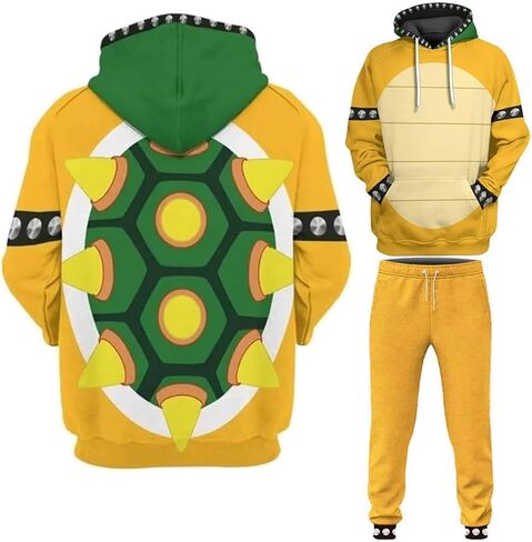 Lmetsky Bowser Cosplay Costume Hoodie,Bowser Hoodie Sweatshirt Bowser Hoodie 3D Printed Adult Outfit Men 2Pcs in Saudi Arabia