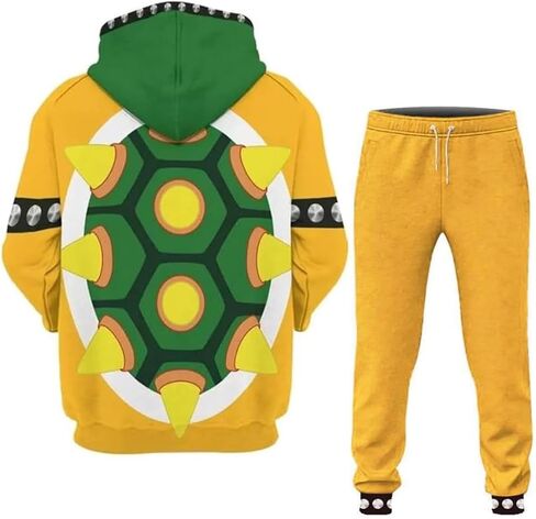 Lmetsky Bowser Cosplay Costume Hoodie,Bowser Hoodie Sweatshirt Bowser Hoodie 3D Printed Adult Outfit Men 2Pcs in Saudi Arabia