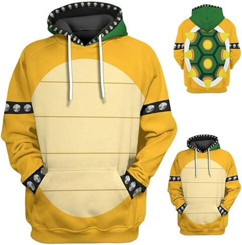 Lmetsky Bowser Cosplay Costume Hoodie,Bowser Hoodie Sweatshirt Bowser Hoodie 3D Printed Adult Outfit Men 2Pcs in Saudi Arabia