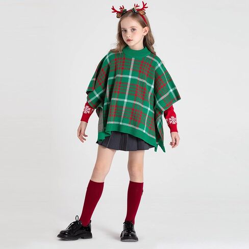 سترات للفتيات من Kid Nation 100% قطن للأطفال على شكل رأس معطف بياقة مدورة للعطلات بلوفر منقوش شال لف لمدة 5-12 سنة in Kuwait