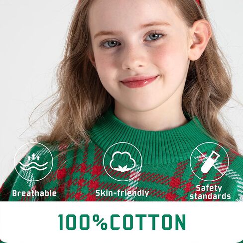 سترات للفتيات من Kid Nation 100% قطن للأطفال على شكل رأس معطف بياقة مدورة للعطلات بلوفر منقوش شال لف لمدة 5-12 سنة in Kuwait