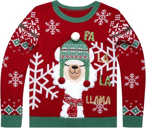 سترة JOLLIDAYS للفتيات FA La La Llama برقبة دائرية وأكمام طويلة لعيد الميلاد القبيحة in Kuwait