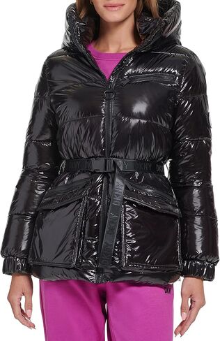 سترة رياضية منتفخة للنساء من DKNY مع جيوب، أسود، مقاس X-Large in Kuwait