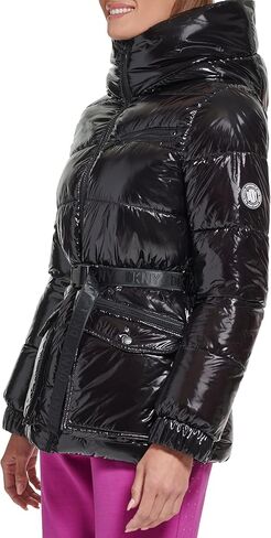 سترة رياضية منتفخة للنساء من DKNY مع جيوب، أسود، مقاس X-Large in Kuwait