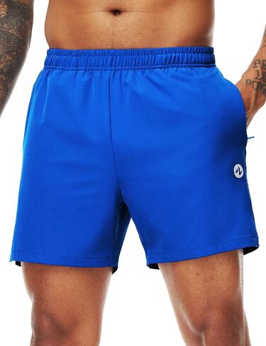 Nepest Men’s Running Athletic Shorts with Zipper Pockets 5 Inch Inseam Linerless Dry Fit Drawstring Workout Gym Shorts in Saudi Arabia