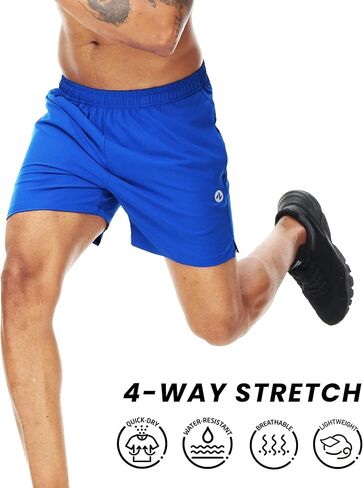 Nepest Men’s Running Athletic Shorts with Zipper Pockets 5 Inch Inseam Linerless Dry Fit Drawstring Workout Gym Shorts in Saudi Arabia