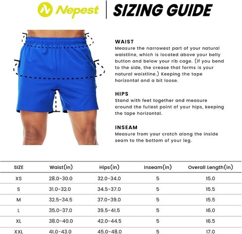 Nepest Men’s Running Athletic Shorts with Zipper Pockets 5 Inch Inseam Linerless Dry Fit Drawstring Workout Gym Shorts in Saudi Arabia