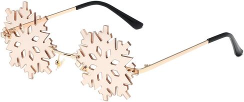 LASPOR Novelty Snowflake Shape Sunglasses for Women/Men Cute Rimless Halloween Christmas Party Glasses Prom Accessories (Christmas tree-Red) in Kuwait