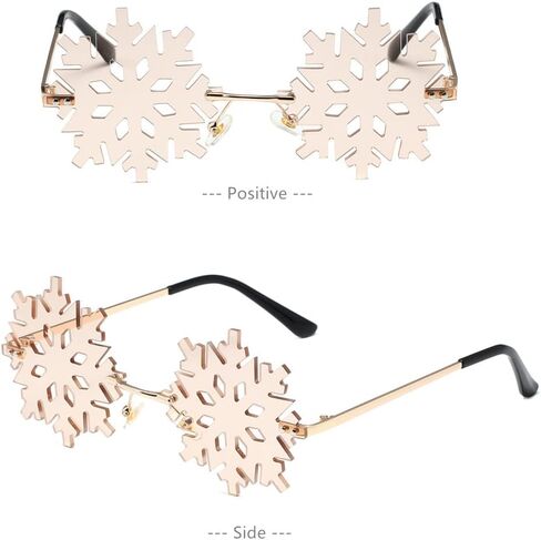LASPOR Novelty Snowflake Shape Sunglasses for Women/Men Cute Rimless Halloween Christmas Party Glasses Prom Accessories (Christmas tree-Red) in Kuwait