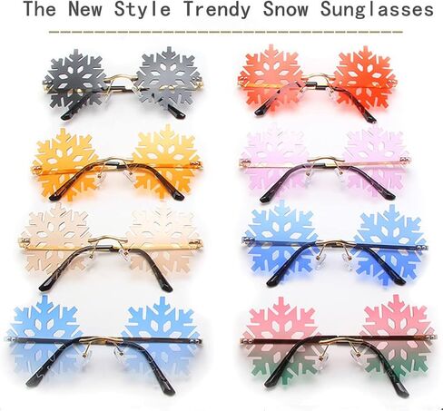 LASPOR Novelty Snowflake Shape Sunglasses for Women/Men Cute Rimless Halloween Christmas Party Glasses Prom Accessories (Christmas tree-Red) in Kuwait