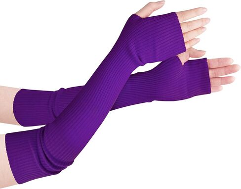 Joyingtwo Women's Arm Warmers Knitted Wool Blend Long Fingerless Gloves Gold Weather Glove with Thumb Hole in Saudi Arabia
